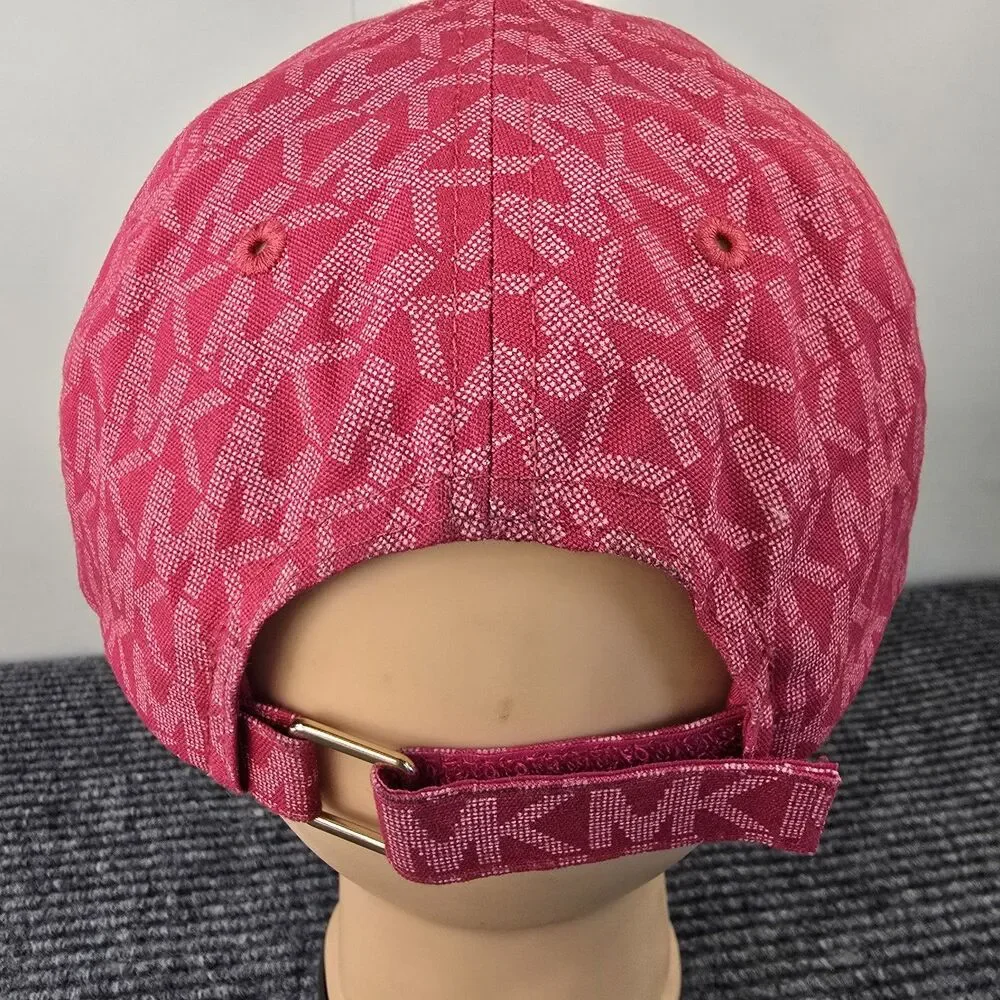 Michael Kors Woman’s Red Baseball Cap Hat Printed MK Logo Adjustable